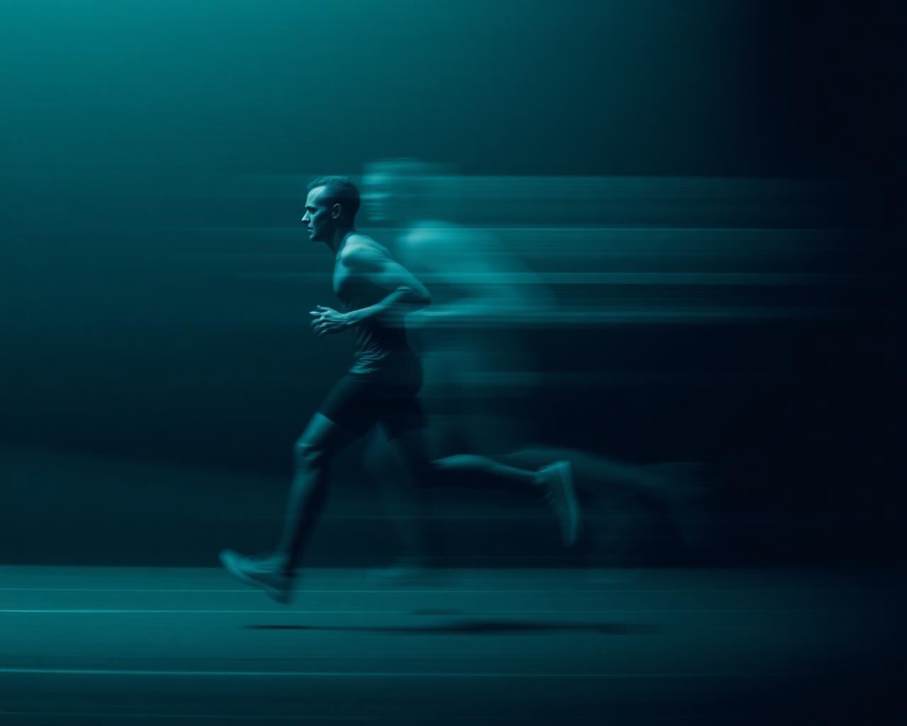 Abstract teal motion illustration representing precise, movement-based SI joint care